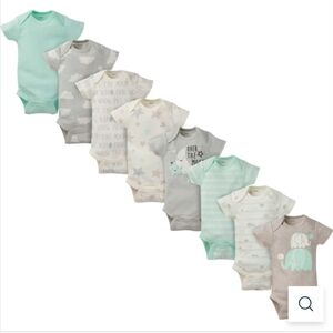 NWT 8-Pack Gerber Soft Short-Sleeve Onesie Bodysuits (Unisex Elephant)